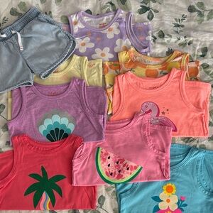 Girls 4T tank top short bundle Cat & Jack 9 pieces bright summer designs